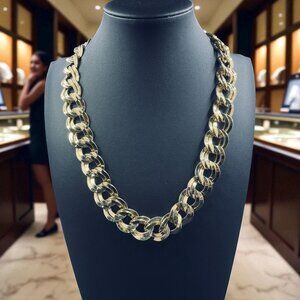 Vintage Chunky Gold Tone Link Chain Necklace Statement Jewelry Bold Retro 21"